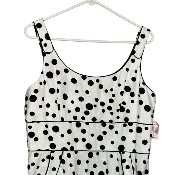 NWT DRESS BARN Women’s Black White Polka Dot Fit & Flare Cottagecore Dress 16 - Picture 8 of 14